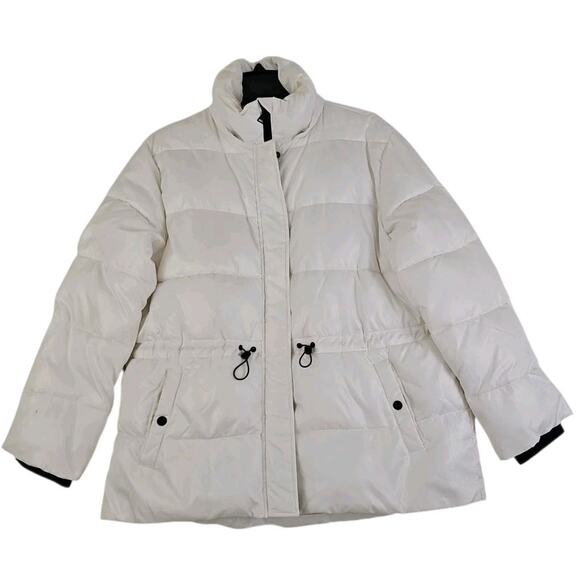 EXPRESS ~Men's Size M~ White Snow Puffer Watetproof & Warm Coat Zip-Up Jacket. - Picture 10 of 16